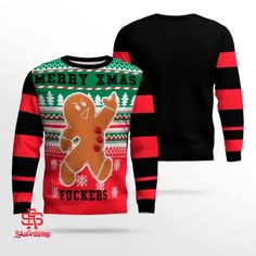 Get ready to spread some holiday cheer (and a few laughs) with our outrageous Ugly Christmas Sweater!
Buy now "Gingerbread Merry Xmas Fuckers Ugly Christmas Sweater Black today from our store.
These festive sweaters are designed to be as tacky as they are fun. Featuring eye-catching patterns, bright colors, and ov