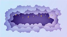 paper cut clouds with stars hanging from them