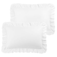 two white pillows with ruffled edges