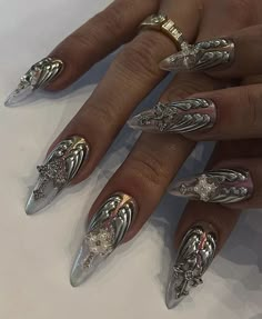 3d Gel Nail Art, Rave Nails, Cheetah Print Nails, Cross Nails, Chrome Nail Art, Sculpted Nails, Art Deco Nails, Fantasy Nails, Drip Nails