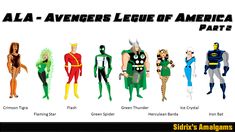 an advertisement for the avengers league of america part 2, featuring many different superheros