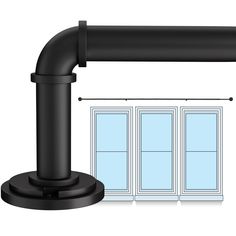 an image of a black pipe next to a window on a white background with clippings