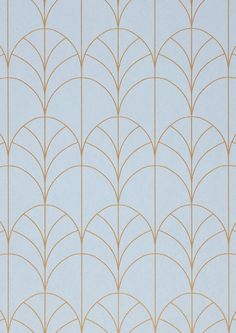 an art deco wallpaper with gold lines on a pale blue background, in the style of art deco