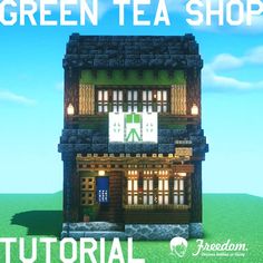 an image of a green tea shop in minecraft