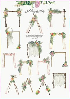 Wedding Arch - Search for your desired products at Amazon.com. Buy them IMMEDIATELY! Diy Wedding Arch, Tee Pee, Diy Wedding Backdrop, Watercolor Boho, Wedding Backdrop Design, Wedding Invitations Boho, Wedding Clipart, Outdoor Wedding Decorations