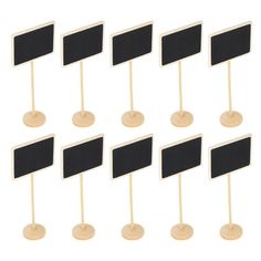 set of 10 wooden chalkboard place cards holder stand for wedding party favors - black