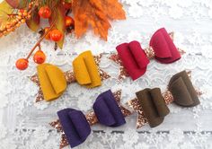 Diy Leather Bows, Fall Headband, Felt Hair Bows, Baby Glitter, Fall Headbands, Autumn Hair, Girls Hair Bow, Fall Bows, Glitter Hair Bows