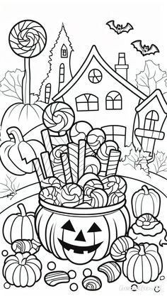 Halloween candy coloring pages Cer Nocturn, Halloween Worksheets, Halloween Facts, Pumpkin Coloring Pages, Halloween Coloring Book, Cool Coloring Pages