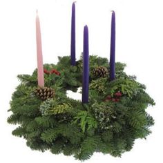 "Advent wreaths are used to celebrate the Advent season which begins on the 4th Sunday before Christmas Day.  Four symbolic candles are added to the wreaths.  This fresh wreath for Advent is handcrafted from fresh evergreens.  We add berries and pinecones as well.  The CANDLES ARE NOT INCLUDED.  There are metal cups where you can add your own 3/4\" flameless candles.  We suggest non-flame candles for safety.   Please take a look at our other styles of wreaths.  We offer a variety of bows and mat Fresh Christmas Wreath, Christmas Advent Wreath, Advent Candle, Fresh Wreath, Advent Christmas, Christmas Forest, Healthy Christmas, Advent Season, Candle Wreaths