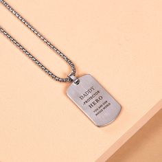 Dad Brushed Tag Necklace - Think Goodness Personalized Meaningful Necklaces For Father's Day, Personalized Inspirational Necklaces For Father's Day, Personalized Meaningful Dog Tag Necklaces, Personalized Dog Tag Necklaces, Meaningful Gifts For Her, Gifts For Father, Meaningful Gifts, Dog Tag Necklace, Silver Necklaces