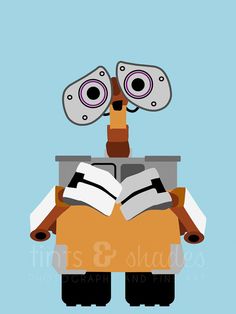 a robot reading a book with two binoculars on his head and one eye open to the viewer