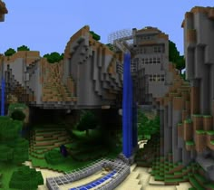 Retro Minecraft, Minecraft Mountain Castle, Amazing Minecraft Builds, Minecraft Mountain House, Minecraft Mountain, Minecraft Houses For Girls