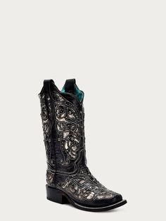 A4133 Studded Boots Western, Womens Python Cowboy Boots, Black Goat, Square Toe Cowboy Boots, Handcrafted Boots, Corral Boots, Rugged Leather, Boot Companies, Western Boots Women