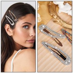 Welcome To My Shop New Product [Classic&Sparkling Vibe]: The Hairpin Is Exquisite And Unique, Each Hair Pin Is Inlaid With Dazzling Silver Or Colored Small Crystal Diamond, Making The Hair Clamps Look More Stylish And Graceful, Shining In The Light Or Sun, Adding A Bit Of Brightness To The Hair. [Stick Crystals Firmly]: Crafted With Alloy Metal Which Is Not Easy To Fade, Deform Or Break, Non-Slip And Durable, Safe And Will Not Hurt Your Skin,. These Clips Are Handmade And Each Diamond Is Careful Rhinestone Hair Clips, Silver Hair Pin, Rhinestone Hair Clip, Hair Clamps, Rhinestone Hair, Crystal Diamond, Crystal Hair, Hair Pin, Water Drop