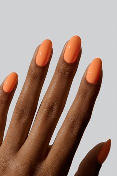 Cantaloupe Neon Coloured Nails, Summer Nails Inspiration Orange, Pastel Orange Nails Peach, Cantaloupe Nails, Orange Creamsicle Nails, Soft Orange Nails, Spring Orange Nails, Simple Orange Nails, Cute Summer Nails 2024