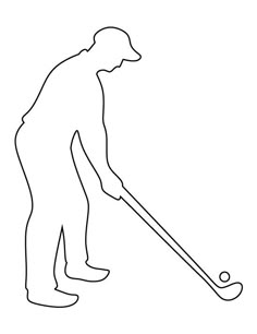 a black and white silhouette of a man playing golf with a ball in his hand