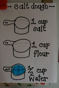 a poster with instructions on how to make salt and water for children's crafts