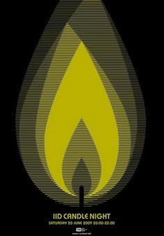 a poster with the words i'd candle night written in black and yellow on it