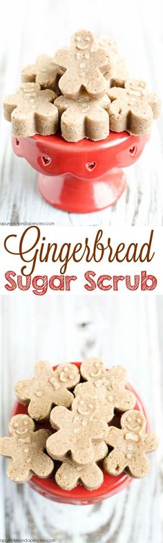 gingerbread sugar scrub recipe in a red bowl