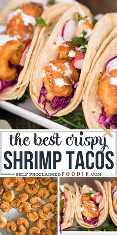 the best crispy shrimp tacos with red cabbage slaw