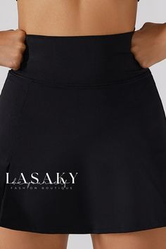 Lasaky - High-Performance Slim-Fit Yoga Skirt with Breathable Mesh Panels for Running, Gym, Tennis, and Sports Activities, Ensuring Optimum Comfort and Coverage. Fitted Black Sports Skirt, Fitted Skirted Swim Skirt For Sports, Fitted Black Skirt For Sports, Black Sport Swim Skirt, Sports Skirt With Stretch And Wide Waistband, Tennis Skirt With Wide Waistband, Fitted Moisture-wicking Skort For Gym, Fitted Black Moisture-wicking Swim Skirt, Moisture-wicking Fitted Skort For Gym