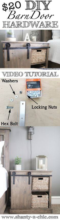 the instructions for how to build an easy diy bed side table with drawers and baskets