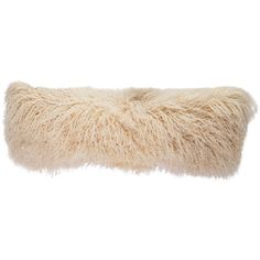 a long furry pillow on a white background