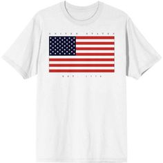 Cheer for the red, white, and blue with this Americana tee. The shirt features a large American flag while gray letters above and below the flag reads, “United States, Est. 1776.” The tee comes in a white short sleeve crew neck. Celebrate the land of the free with this comfy cotton t-shirt. American Flag T-shirt For 4th Of July, Red Americana T-shirt With American Flag, Made In Usa Crew Neck T-shirt For Veterans Day, Independence Day American Flag T-shirt, White Americana Letter Print T-shirt, American Style Flag Print T-shirt For 4th Of July, Patriotic Made In Usa T-shirt For Memorial Day, Patriotic T-shirt With Flag Print For 4th Of July, Patriotic T-shirt For Memorial Day, Made In Usa