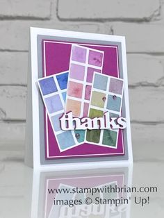 a thank card made with stampin'up stamps and the words thanks on it