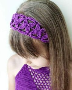 Crochet Baby Headband Free Pattern, Free Crochet Headband, Crochet Hair Band, Purple Flower Headband, Crochet Flower Headbands, Summer Headband, Purple Headband, Crochet Headband Pattern Free, Baby Headbands Crochet