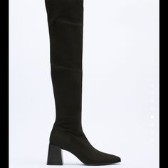 Zara Heeled Over The Knee Boots Nwt Black. Open To Offers Brand New With Original Tags Size 8 (39) Long Black Over The Knee Boots. Stretchy Tall Shaft. Squared Toe. Inner Side Zipper Closure. Wide Mid-Height Heel. Suede-Like Texture Heel Height: 2.6 Inches (6.5 Cm) Upper, Lining Is 100% Polyester Sole Is 100% Polyurethane Thermoplastic Insole Is 100% Goat Leather Sleek Suede Boots For Fall, Formal Winter Boots With Padded Heel, Winter Boots With Padded Heel For Night Out, Zara Trendy Knee-high Boots, Trendy Zara Knee-high Boots, Zara Knee-high Boots For Fall, Zara Heeled Boots For Winter Workwear, Zara Knee-high Heeled Boots For Work, Zara High Heel Boots For Winter