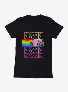 Wash cold; dry lowImportedListed in women's sizesMaterial content by color:Solid Colors - 100% combed ring spun cottonHeather - 90% cotton; 10% polyester Nyan Cat Shirt, Cutecore Items, Scene Shirts, Rainbow Stuff, Scene Shirt, Cat Rainbow, Nerd Shirts, Nyan Cat, Rainbow Cat