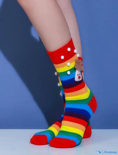 OrcaJump - Womens Cosplay Casual Crew Socks (1 Pair) - Christmas Gift - Mixed Color Geometric Animal Pattern - Warm & Elastic Fun Multicolor Socks For Gifts, Multicolor Novelty Socks For Stocking Stuffer, Cute Multicolor Socks For Gifts, Novelty Multicolor Socks For Stocking Stuffers, Cute Multicolor Winter Socks, Fun Red Socks For Gifts, Red Novelty Socks For Winter, Novelty Red Socks For Winter, Playful Christmas Socks For Stocking Stuffers