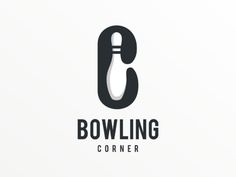 bowling logo design with the letter b in black and white colors on a light background