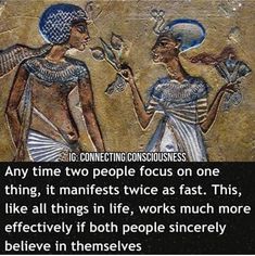 an egyptian scene with two women talking to each other and the caption says, any time two people focus on one thing