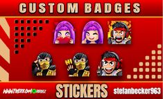 the stickers are designed to look like characters from street fighter 3, including two girls and one man