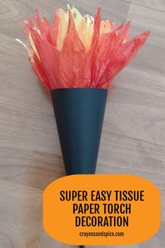 Picture of a tissue paper torch Torch Decoration, Castle Classroom, Castle Dungeon, Torches Diy, Sticky Tack, Castle Party, Medieval Crafts