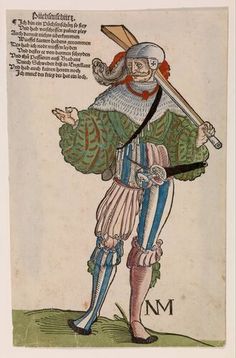 Erhard Schön - Püchsenschüz (Haakbusschutter) - circa 1530 Alternative World, German Dress, Early Modern Period, Holy Roman Empire, Relief Printing, Medieval Times, Drawing Prints, 15th Century, 16th Century