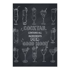 a chalkboard poster with cocktails on it