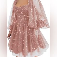 This Dress Has Sparkly Silver Stars And Moons All Over It, It Is A Beautiful Cameo Pink Color. Perfect Dress For Homecoming And/Or Prom The Last Photo Is The Same Dress But In A Different Color I Do Not Have The Black Dress Homecoming Dresses Puffy, Pink Hoco Dress Short, Hoco Dress Short, Dresses Puffy, Dress With Corset Back, Backless Corset, Dress For Homecoming, Plus Size Homecoming Dresses, Pink Sparkly Dress