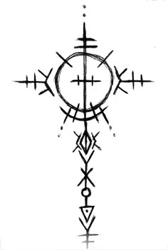 the cross is drawn in black ink and has two crosses on it, as well as an