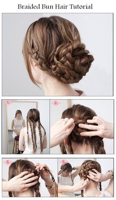 #Formal #Hair #Updo - Check out #Baobella for more #hair #ideas #celebration #wedding #marriage #engagement #prom #ball #event #special #occasion #bblogers #beauty #beautyblogger #hair #braid #chignon #bun #elegant #chic #glam #pretty #beautiful #stunning #diy #tutorial Super Easy Hairstyles, Hair Bun Tutorial, Bun Hairstyle, Braided Bun, Braided Hairstyles Tutorials, Braids For Long Hair, Different Hairstyles