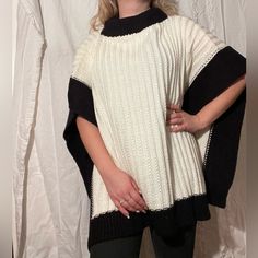 One Size Brand New Without Tags, No Flaws 100% Acrylic Originally $128 White Poncho For Layering, Chic White Winter Cape, Oversized White Poncho Cape, Oversized White Cape Poncho, Oversized White Cape, Chic White Poncho For Fall, Chic White Fall Poncho, Chic White Cape For Fall, Chic White Poncho For Winter