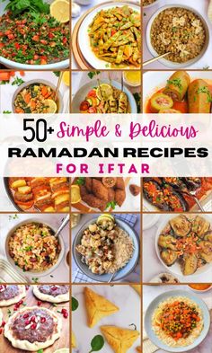 a collage of different food items with the words 50 simple and delicious raman recipes for