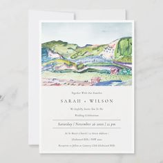 a thank card with an illustration of a mountain scene