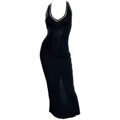 1990s Blumarine Anna Molinari Sexy Black Crstyal Studded Vintage Jersey Gown 90s | See more vintage Evening Dresses at https://www.1stdibs.com/fashion/clothing/evening-dresses/evening-dresses in 1stDibs Anna Molinari 90s, 90s Black Dress, Vintage Blumarine, Blumarine Dress, Floor Length Evening Dress, Anna Molinari, Runway Fashion Couture, Evening Dress Floor Length, Statement Dress