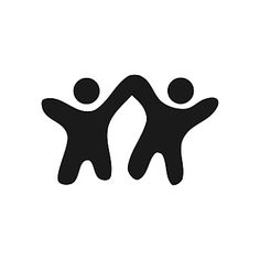 two people holding hands with their arms around each other, black and white icon on a white background