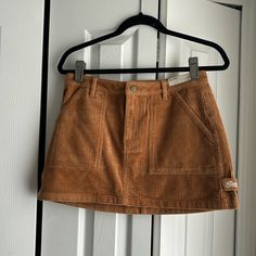 New W/Tags Corduroy Skirt Rust Corduroy Skirt, Fitted Corduroy Mini Skirt, Fitted Corduroy Mini Skirt With Pockets, Spring Corduroy Mini Skirt, Fitted Mini-length Corduroy Skirt, Rusty Orange, Corduroy Skirt, Color Orange, Womens Skirt