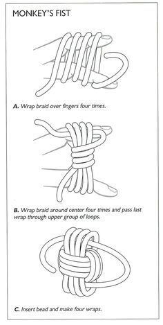 instructions on how to tie a monkey's fist knot in three easy steps for beginners