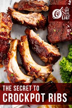 the secret to crockpot ribs is in this recipe and it's delicious